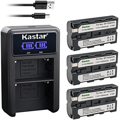 Kastar 3-Pack NP-F570 Akkumulátor LED2 USB Töltő Kompatibilis CCD-TRV20 CCD-TRV25 CCD-TRV26 CCD-TRV27 CCD-TRV300 CCD-TRV3000 CCD-TRV315