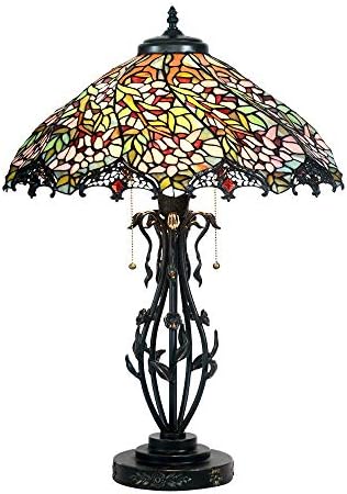 HT Tiffany asztali lámpa 18 cm-es Festett Üveg Dekoráció lámpa lila Akác