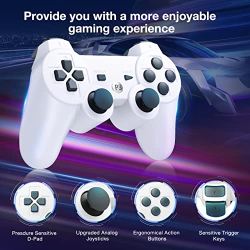 Powerextra PS-3 Vezérlő Vezeték nélküli Kompatibilis Play-Station 3, 2 Csomag Dupla Sokk, Nagy Teljesítményű, Játékvezérlő