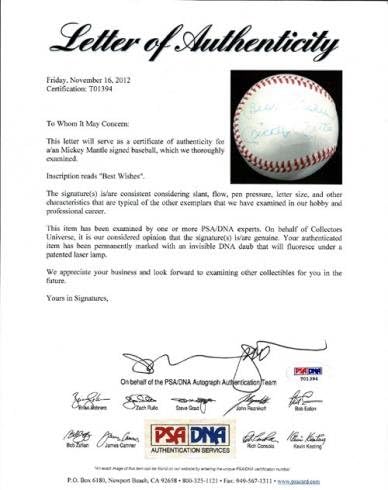 Mickey Mantle Dedikált AL Cronin Baseball New York Yankees legjobbakat, PSA/DNS T01394 - Dedikált Baseball