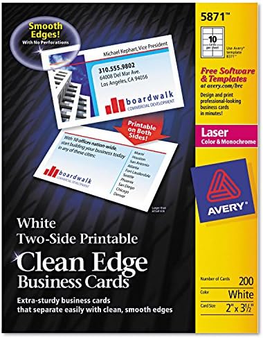 Avery 5874 Nyomtatható Üzleti Kártya,2-Oldal, 1000/BX,3-1/2-Es x2-Es,Fehér