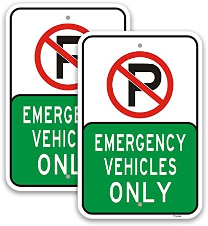 Sürgősségi Járművek Csak Nem Parkolás Jel, 12 x 18, Fényvisszaverő,Rustfree Alumínium,UV Védett, Időjárásálló, Kültéri & Beltéri