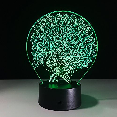 Páva Ábra Éjszakai Fény Színe Megváltozott 3D-s Izzó Lámpa USB Asztal Érintse meg a Lámpát Gyerekeknek Ajándék