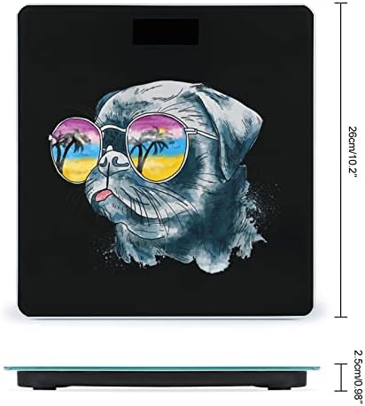 Akvarell Pugdog Intelligens Digitális Mérleg a Testsúly Haza Háttérvilágítású LCD-Mérési Skála Nagy Pontosságú Mérések