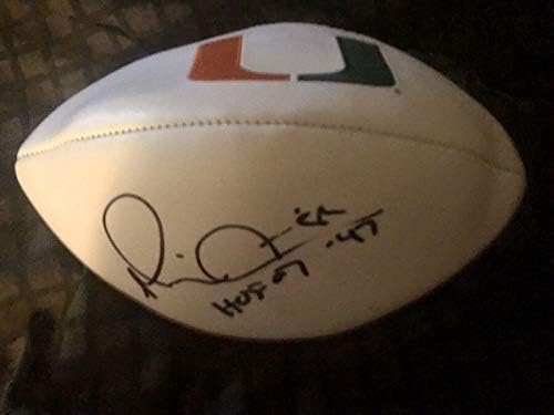 Michael Irvin Aláírt autogramot Miami Hurricanes logó labdarúgó SZÖVETSÉG feliratok - Dedikált Egyetemi Futball-labda