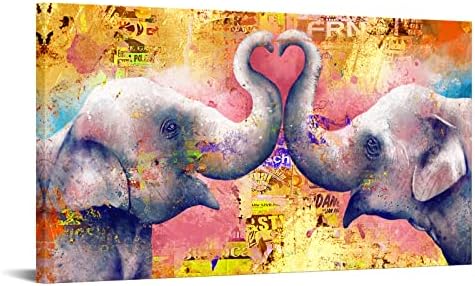 Conipit Vicces Elefánt Vászon Romantikus Szerelem Elefánt Festményről Keretben Pár Elefánt Kép Graffiti Elefánt Grafika Nyomtatás
