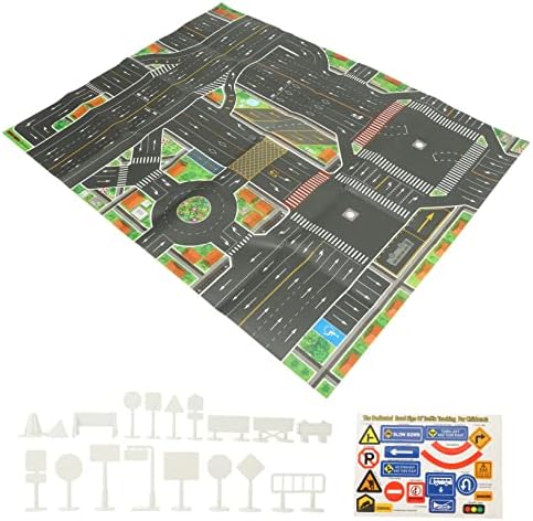 Toyvian 1 Állítsa Térkép Játék Mat Modellek Mini Gyerekek Oktatási, Közlekedési Jelek, Dísz Korai Oktatás City Térkép Ruhával, Műanyag