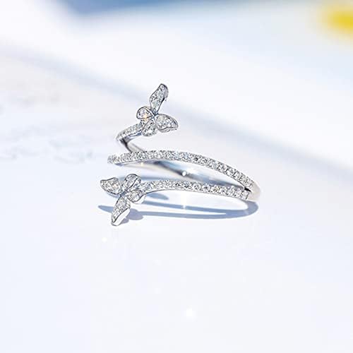 Otxas Pillangó Gyűrű Női Ezüst Kettős Pillangó Gyémánt Gyűrű Tini Lányok Aranyos Eljegyzési Gyűrű Pillangó Ékszer