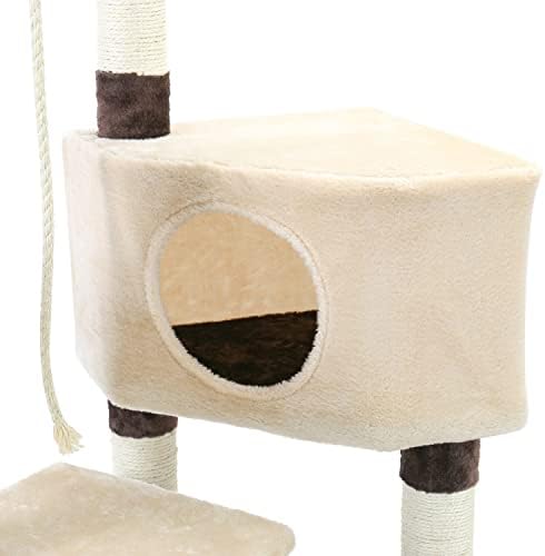 A Multi-Level Macska Fa Macskák, Hangulatos Ülőrudak Stabil Macska-mászóka macskakarmolás Fedélzeten a Játékok Szürke&Bézs