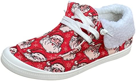 Lapos Cipő Esik Lapos Nők számára a Karácsony a Nyomtatás Naplopók Lapos Cipő Puha Vulcanize Alkalmi Cipő Női Vászon Cipő