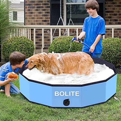 BOLITE Összecsukható Kutya Medence, 37 x 8 Hordozható Műanyag Pet-Medence, Összecsukható Kutya Fürdő Nagy Közepes Kis Kutyák & Gyerekek,