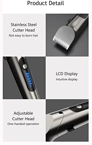 SDFGH Haj Clipper Szakmai Elektromos Trimmer LED Képernyő Mosható Újratölthető Férfiak Erős Acél Vágó Fej (Szín : C)