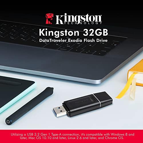 Kingston 32GB DataTraveler Exodia Flash Drive - DTX/32 GB (5 Csomag) w/ USB 3.2 Gen 1-Típusú Kapcsolat, Max Kapacitás 5 Gb/s plus Xpix