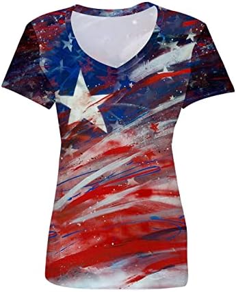 USA Zászló Grafikai Tees a Nők, Szexi Vneck Blúzok július 4-én Ruhák Rövid Ujjú Tshirts Függetlenség Napja Maximum