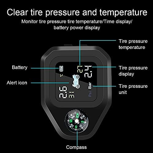 XWWDP Motorkerékpár TPMS Gumiabroncs Hőmérséklet Riasztás USB Töltés LCD Kijelző Motor keréknyomás Ellenőrző Rendszer (Színes : Belső Érzékelő)