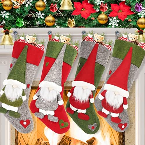 5 Csomag, Karácsonyi Dekoráció - 48 Fehér Műszőrme Fa Szoknya & 18 Nagy Svéd Gnome Harisnya Karácsonyi Haza Parti Dekoráció