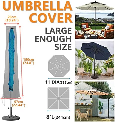 Esernyő Kiterjed,Terasz Vízálló Piaci Napernyő Takaró Cipzár a 7 láb, hogy 11ft Kerti Napernyő Nagy