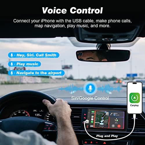 Dupla Din autórádió Apple Carplay & Android Auto, 7 HD Autó Rádió 2A Gyors Töltés Típus-C/USB/TF/AUX Port, érintőképernyő, Autó Hifi, Bluetooth