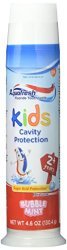 Aquafresh Gyerekek Fluoridos Fogkrémmel Háromszoros Védelem, Bubblemint, 4.6 Oz, 130.4 g, Csomag 3