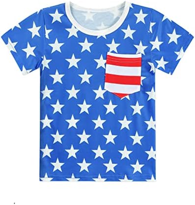 Kisgyermek Fiúk július 4-én Pólók Amerikai Zászlós Póló Gyerekek Függetlenség Napja Hazafias Rövid Ujjú Felsők
