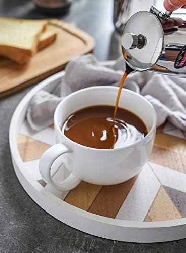 Sweese Porcelán 22oz Nagy Bögre Kávé Készlet 4 - Leves Bögre fogantyúval - Tökéletes Forró Csokoládé - Mikrohullámú sütő Biztonságos
