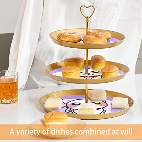 Torta Állvány Szett 3 Tier Cupcake Áll Újrafelhasználható Süteményes Tál Esküvő, Születésnap Tea Party Dekoráció, macska Rajzfilm Állat