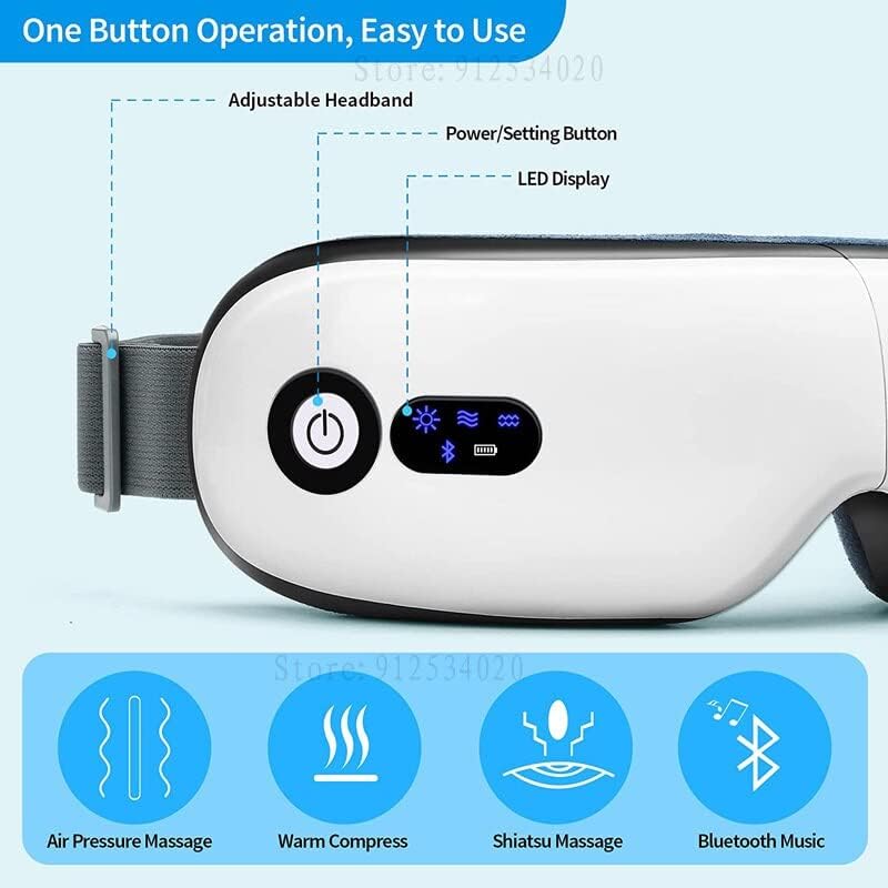 WEERSHUN Elektromos Okos Szem Masszírozó 4D Okos Légzsák Rezgés szemvédő Fűtés Bluetooth Zene Megszünteti a Fáradtság Sötét Karikák
