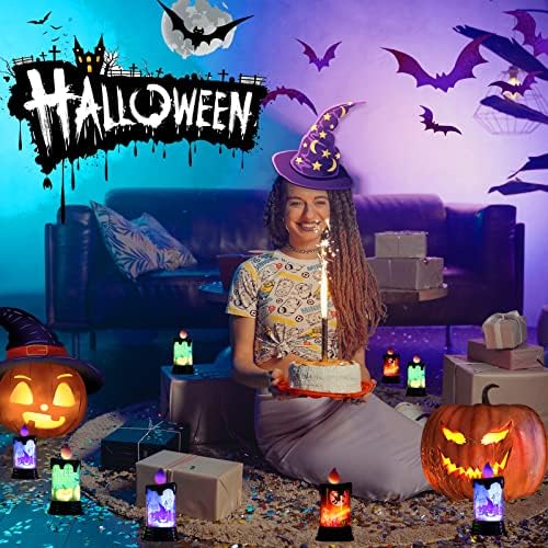 YBB 3PCS Mini Halloween Gyertya Fény, Halloween Flameless Gyertya világít Tök Sírkő Bat Boszorkány Színű LED Lámpa Fesztivál Dekor Fény