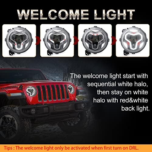 OVSAUTO JL LED-es Fényszórók, 9 inch Fényszórók Integrált DRL indexet Lámpa Jeep JL 2018-2022 Jeep Gladiátor JT 2019-2021, Új Változat
