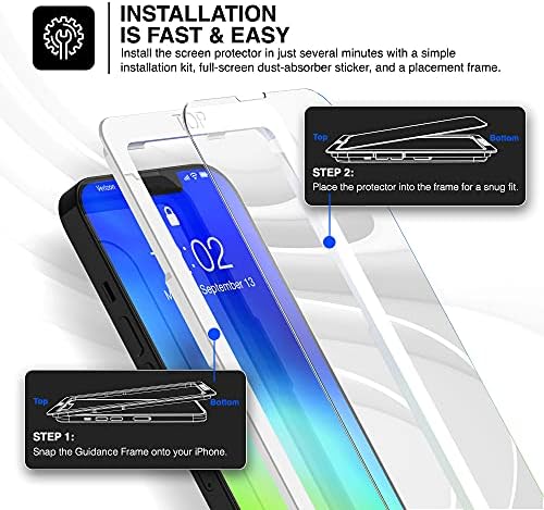A TETHYS 3 Csomag Pohár képernyővédő fólia Kompatibilis az iPhone 13 Pro Max 2021 6.7 Hüvelyk, az Ügy Barátságos Edzett Üveg