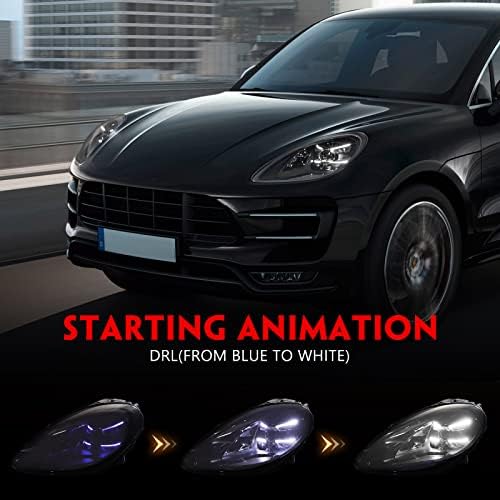 Huray Teljes LED Fényszóró Szerelvény 2014-2022 Porsche Macan, a [Start Animáció Kék] [Tiszta Lencse], Fényszóró-a DRL (Korszerűsített Stílus)