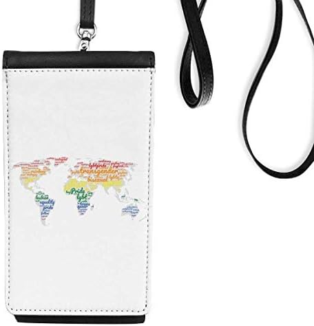 A globális Térkép LMBT Szivárvány Wordcloud Phone Wallet Pénztárca Lóg Mobil Tok Fekete Zseb