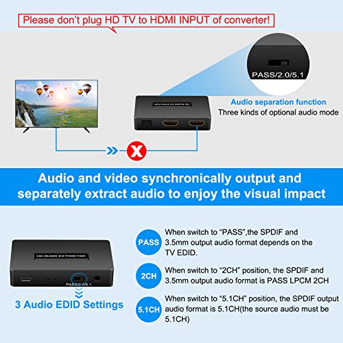HDMI Audio Extractor Elosztó hdmi-hdmi 3,5 mm-es Audio Adapter Átalakító Spdif Kimenet Támogatása 1080P 3D is kompatibilis a PS4 Tűz