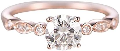2023 Új Rose Arany Gyémánt Gyűrű Gyémánt Eljegyzési Női Hercegnő Cirkon Személyre szabott Gyűrű Színes Akril Gyűrűk (Rose Gold, 6)