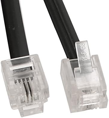 Aexit RJ11 6P2C Átviteli Telefon Vonal Hosszabbító Kábel 0.5 M 1.6 Ft Hossz, Fekete