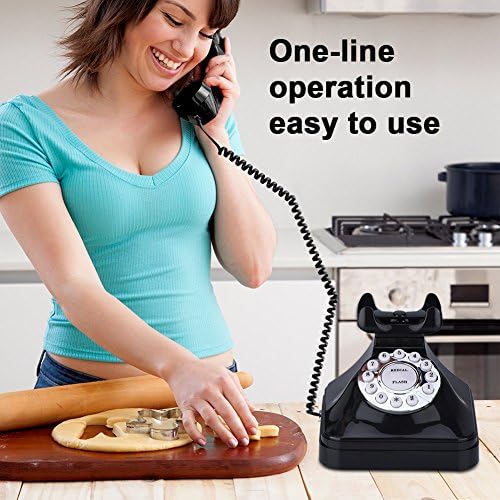 Goshyda Telefon, WX-3011 Vintage Fekete Multi Funkciós, Műanyag Home Telephone Retro Vezeték Vezetékes Telefon Dekoráció