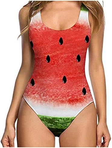 Női egyrészes fürdőruhát Ujjatlan Gyümölcs Nyomtatott Bikini Szett Bikini Push-Up Párnázott Strandcuccot Fürdőruha Fürdőruha