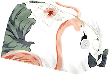 2 Db Működő Kap a Gomb Hosszú Haj Hajpánt Lófarok Jogosult Megkötni Vissza Nővér Kalap, Flamingo Minta
