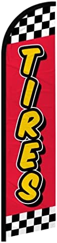 Gumik (Piros / Sárga) Szélcsendes Banner Reklám Zászló - Tökéletes Mechanika, Auto Boltok, Kereskedések, Autó műhely