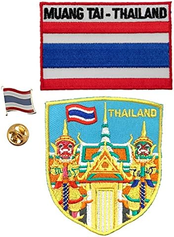 Egy-EGY 2 DB Csomag a Wat Phra Kaew Templom Pajzs Javítás+Thaiföld Zászlót Kitűző, valamint a Javítás, A Templom, A Smaragd