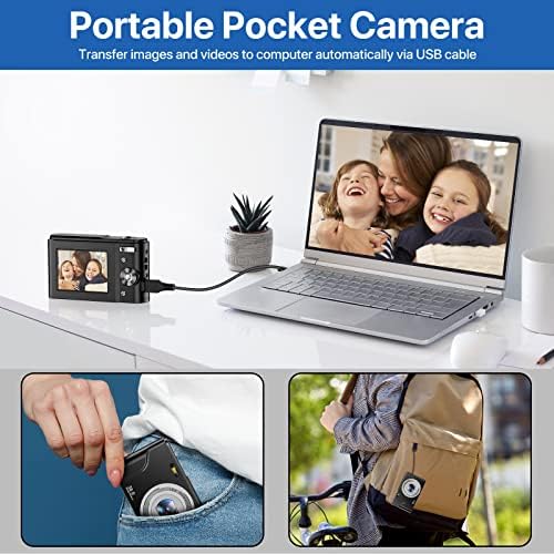 Digitális Fényképezőgép Gyerekeknek - 36MP Gyerekek Kamera 1080P FHD Gyerek Kamera 16X Digitális Zoom, LCD Képernyőn Újratölthető Kompakt