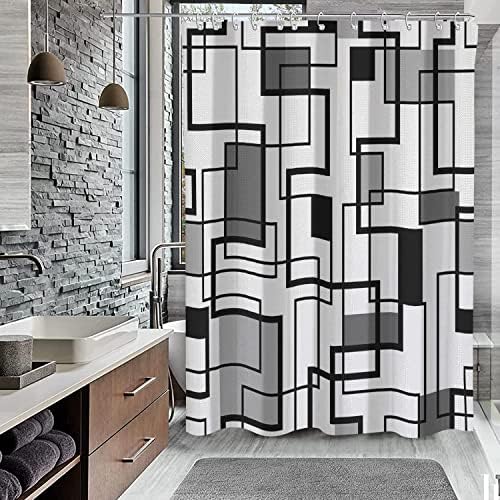 VDLBT Fekete-Fehér zuhanyfüggöny Század Közepén Szürke Geometriai Modern Vízálló Zuhanyzó Függöny Fürdő Függöny Fürdőszoba Mintás