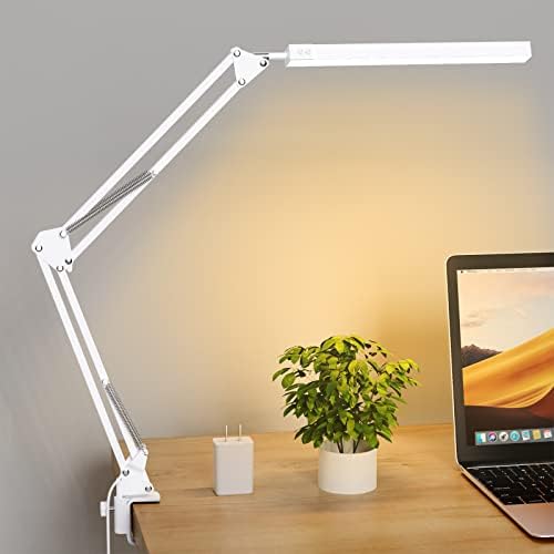 Asztali LED Lámpa, fémkart asztali Lámpa szorítóval, 3 Világítás 10 Fényerő Szem-Gondoskodó Módok, Olvasó asztali Lámpa Otthoni Office-360°