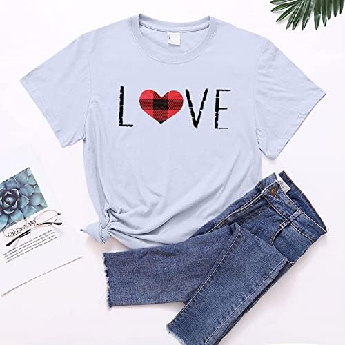 JJHAEVDY Pólók Női Plus Size Valentin-Nap Ing Szerelem Nyomtatás Felső Póló Rövid Ujjú Aranyos Grafikus Póló