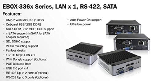 (DMC Tajvan) Mini Doboz PC-EB-3360-851C1 Funkciók Egyetlen RS-485 Porton, Egyetlen RS-232 Port, valamint az Automatikus bekapcsolás