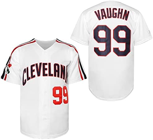 MESOSPERO Ricky Vaughn Jersey 99 Film Baseball Jersey Férfi Fehér Fekete Szürke S-3XL
