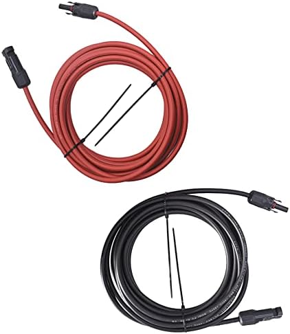 kimllier 1 Pár 25 Ft Fekete + Piros Napelem Hosszabbító Kábel Vezeték Csatlakozó 10AWG