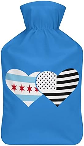 Chicago Zászlót, Amerikai Zászló forróvizes Palack Puha Plüss Fedél Meleg Gumi Víz Injekció Táska 1000ML