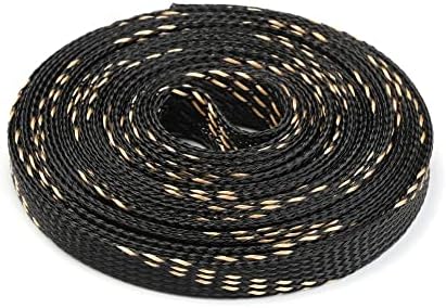 10M 10mm PET Bővíthető Kábel Ujja Fonott Nylon Szigetelőcső Háló Sokk Wire Wrap Mirigy Köpeny Kábel Védelme - (Szín: Fekete-Arany)