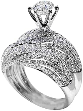 Divat Gyűrű a Nők, Hölgyek, Csillogó Gyémánt Teljes Diamond-Dupla Gyémánt Meghatározott Gyűrű jegygyűrű Meghatározott Gyűrű Cirkónia Eljegyzési